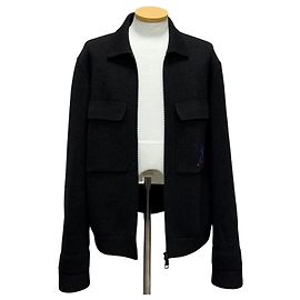 Louis Vuitton Giacca in maglia con tasca con zip e ricami Argento