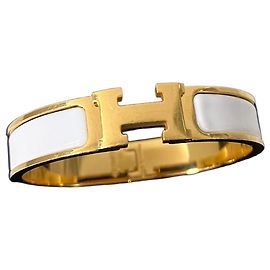 Hermès Pulseira Clickashu Ouro Branco PM Branco