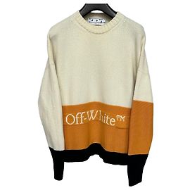 Off White Mehrfarbiger Strick aus Wolle mit Block-Logo Weiß