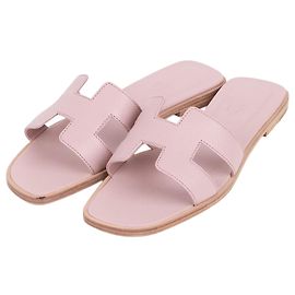Hermès Light Pink Oran Women's Slippers Pink