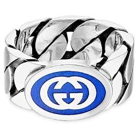 Gucci Interlocking Enamel Ring Silver Multiple colors