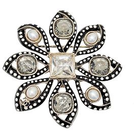 Chanel Spilla con perle e cristalli D'oro