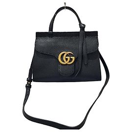 Gucci GG Marmont Top Handle Tote Shoulder Bag Black