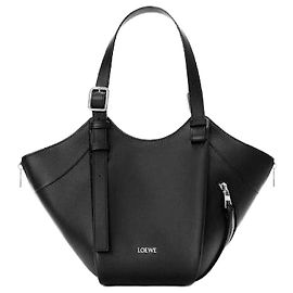 Loewe Bolsa Hammock Flip em couro de bezerro clássico Preto