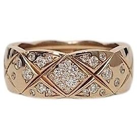 Chanel Coco Crush Ring Small gesteppt Diamant Beige Gold Braun