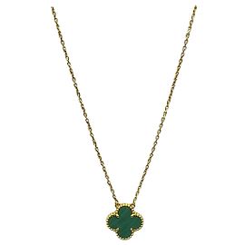 Van Cleef & Arpels Collier Vintage Alhambra en Or Jaune et Malachite Doré