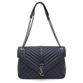 Saint Laurent Bolsa de Ombro com Corrente Envelope Satchel Large Azul