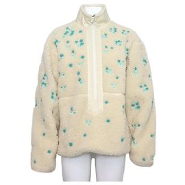 Dior Cream Beaded Flower Embroidery Half-Zip Men's Jacket White