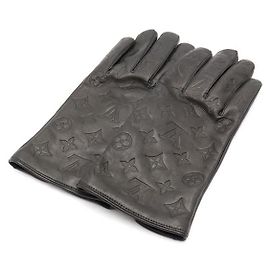 Louis Vuitton Luvas Monogram Shadow Luvas de couro masculinas Preto