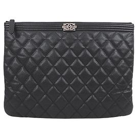 Chanel Caviar Boy Clutch Medium Black