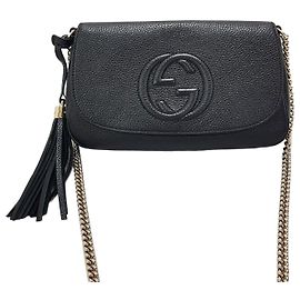 Gucci Borsa a tracolla Soho con nappa e catena Nero