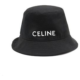 Céline Black Logo Print Denim Bucket Hat for Unisex Black