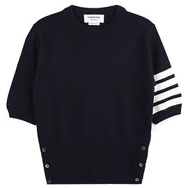 Thom Browne Maille intarsia à manches courtes Bleu
