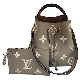 Louis Vuitton Monogram Empreinte NeoNoe MM Cream Tote Bag Shoulder Bag White