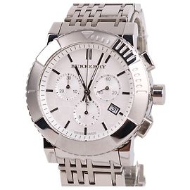 Burberry Relógio Chrono Masculino de Aço com Mostrador Branco Multicor