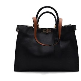 Fendi Piccola borsa tote e borsa a tracolla Peekaboo X-Tote in pelle nera Nero