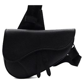 Dior Borsa a tracolla e a spalla da uomo in pelle di vitello granulata nera Nero
