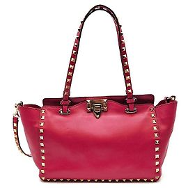 Valentino Bolsa Tote e Bolsa de Ombro Rockstud Vermelho