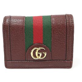 Gucci Ophidia Card Case Wallet in Burgundy Leather Red
