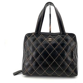 Chanel Wild Stitch Gold Chain Tote Bag Schwarz