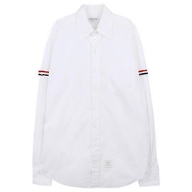 Thom Browne Camisa branca com banda RWB de manga Branco
