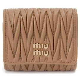 Miu Miu Small Matelassé Nappa Leather Wallet Brown