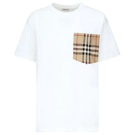 Burberry Camiseta de algodón a cuadros con bolsillo Blanco