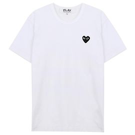 Comme Des Garcons Camiseta com patch de coração preto Branco