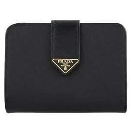 Prada Cartera de cuero con logo Negro