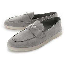 Prada Triangle Logo Suede Loafer Brown