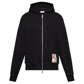 Burberry Sudadera con capucha Check Label de algodón con cremallera Negro