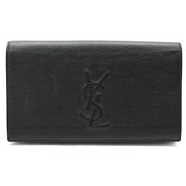 Saint Laurent Black Leather Belture Clutch Black