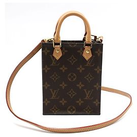 Louis Vuitton Borsa a tracolla piatta Monogram Petit Sac Marrone
