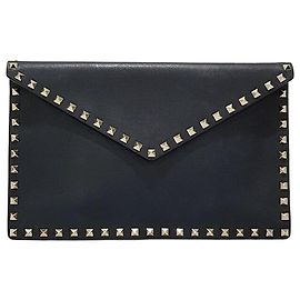 Valentino Rockstud Envelope Clutch Black