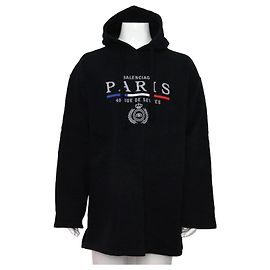 Balenciaga Sudadera oversized de algodón negro con logotipo bordado Paris Negro