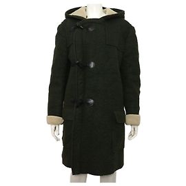 Maison Martin Margiela Men's Long Duffle Coat Jacket with Shearling Lining Brown