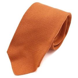 Hermès Orange Check Pattern Silk Men's Tie Orange