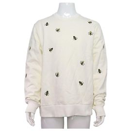 Dior Besticktes Herren-Strick-T-Shirt aus Baumwolle mit Bienenmotiv Weiß