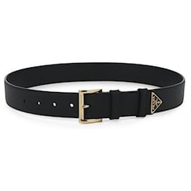 Prada Cinto de couro com logotipo triangular Preto