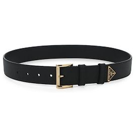 Prada Ledergürtel mit Dreieck-Logo Schwarz