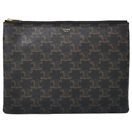 Céline Triomphe Canvas Pouch Clutch Bag Black