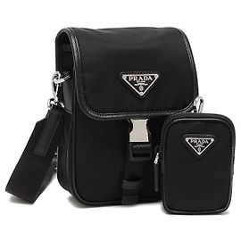 Prada Borsa a tracolla in RE-NYLON e pelle Nero