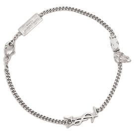 Saint Laurent Pulseira polida Prata