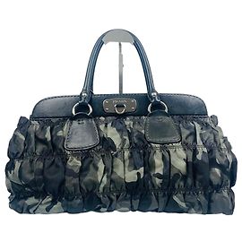 Prada Pocono Gofer Multi Big Tote Bag Green