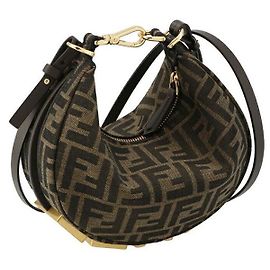 Fendi Mini Jacquard Hobo Bag Brown