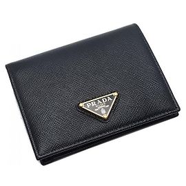 Prada Saffiano Triangle Logo Billfold QHH Black