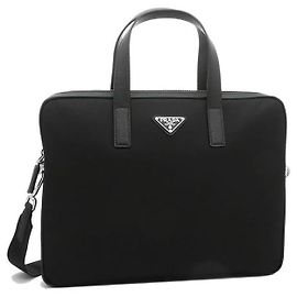Prada Nylon Leather Briefcase Black