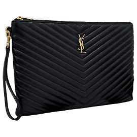 Saint Laurent Clutch Monogram Matelassé Nero Nero