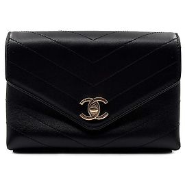 Chanel Borsa Chevron Stitch in Pelle Caviar Nero