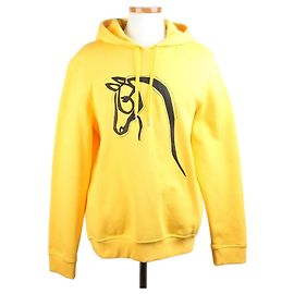 Hermès Leder-Horse-Kapuzenpullover Gelb Gelb